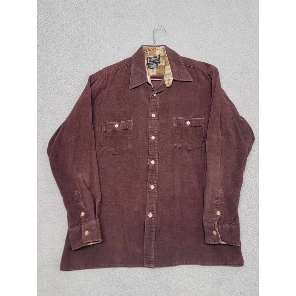 Vintage Lazarus Corduroy Flannel Shirt Mens Large (Fits Med) Red Lined 70s 80s‎